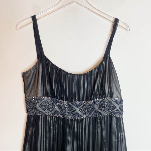 Adrianna Papell Evening Black Shimmering Dress Beaded Size 14 - Picture 3 of 10